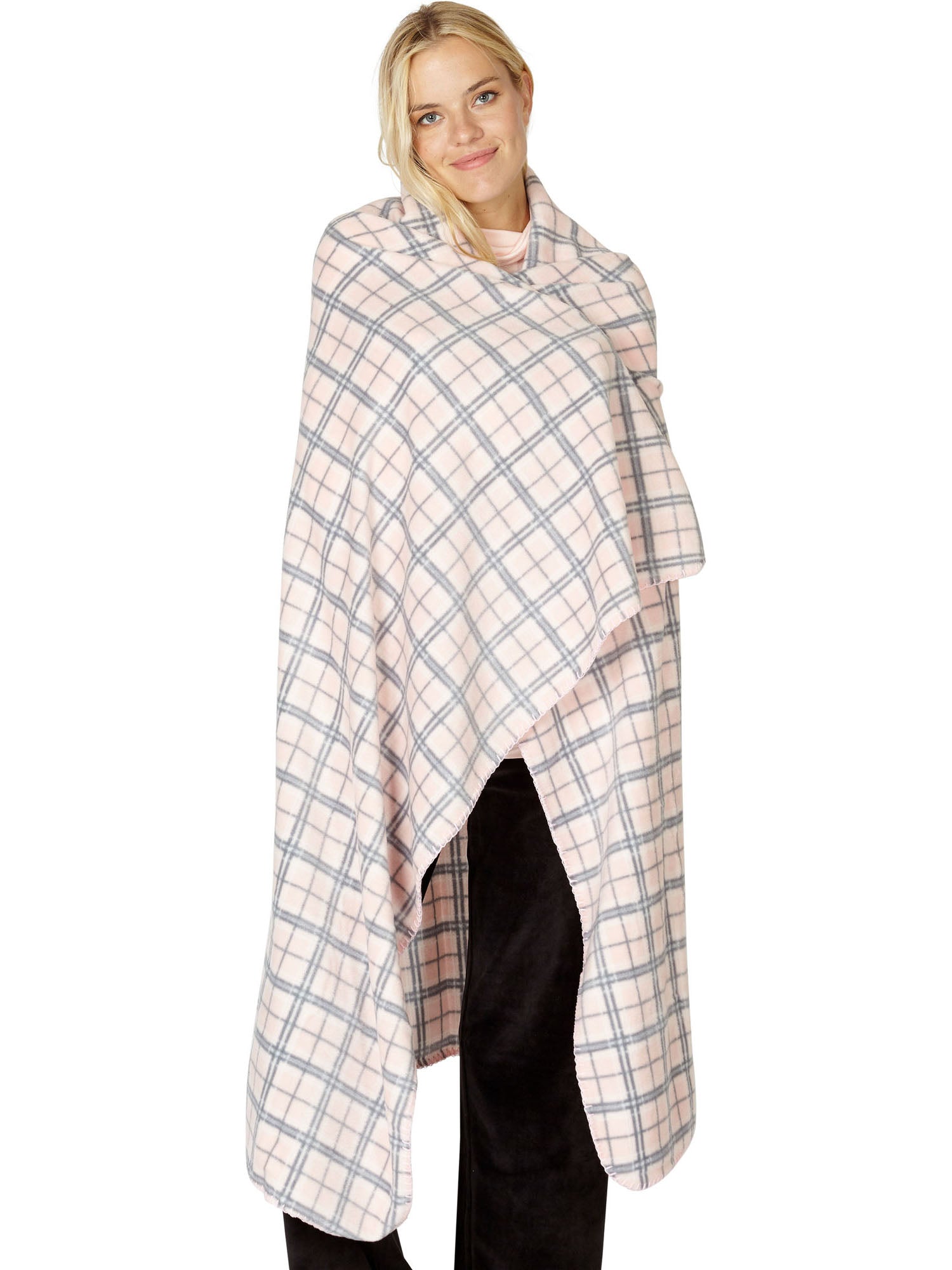 Intimo Pink Plaid Print Soft Fleece Throw Blanket 48" x 58" For Bed Couch Dorm