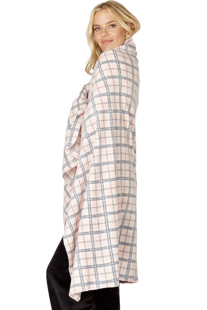Intimo Pink Plaid Print Soft Fleece Throw Blanket 48" x 58" For Bed Couch Dorm