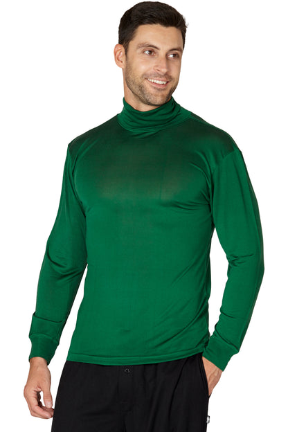 INTIMO Men's Silk Unisex Fold Over Turtleneck Long Sleeve Shirt