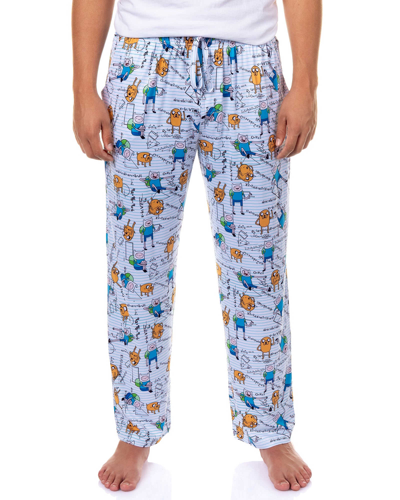 Adventure Time Pajama Pants Men's Finn and Jake Calculations Sleep Bottoms