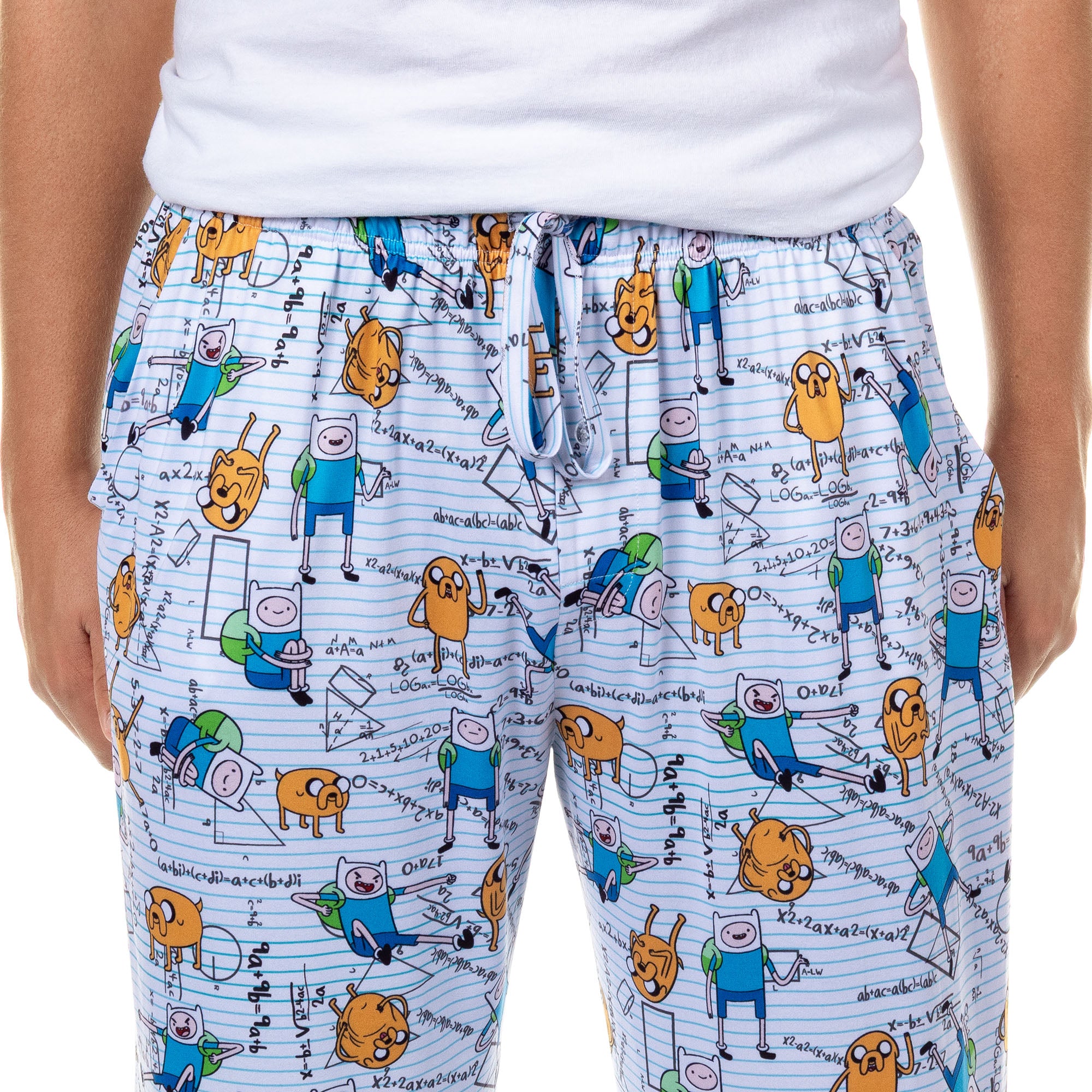 Adventure Time Pajama Pants Men's Finn and Jake Calculations Sleep Bottoms