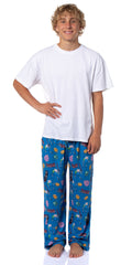 Adventure Time Men's Finn Jake Beemo Sleep Tossed Print Pajama Pants For Adults