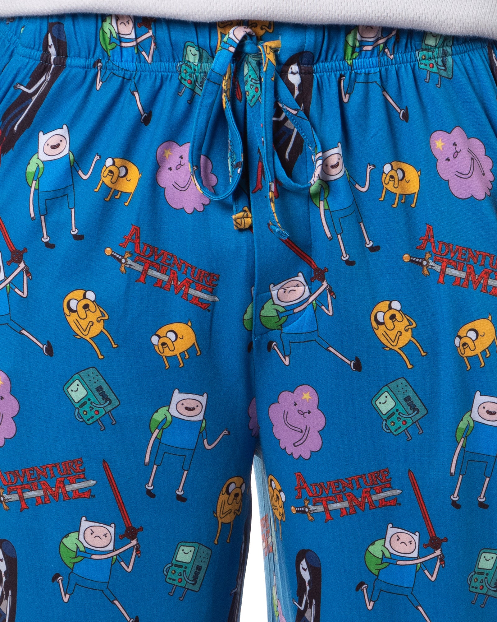 Adventure Time Men's Finn Jake Beemo Sleep Tossed Print Pajama Pants (Small)