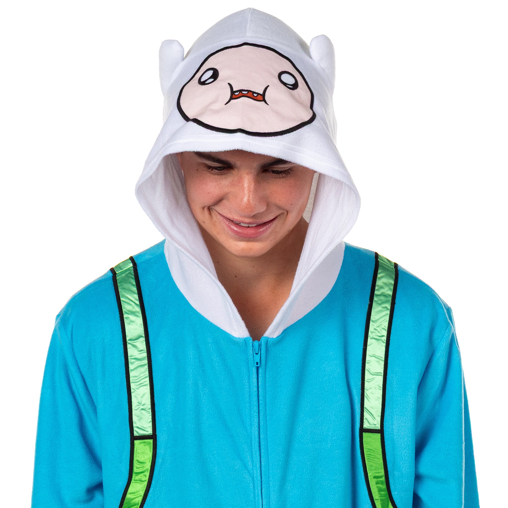 Adventure Time Union Suit Finn Men's Hooded Costume One Piece Pajama (4XL/5XL)