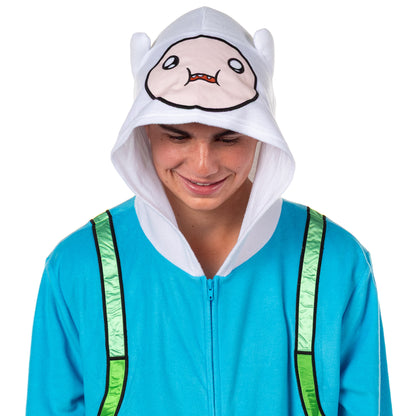 Adventure Time Union Suit Finn Men's Hooded Costume One Piece Pajama (4XL/5XL)