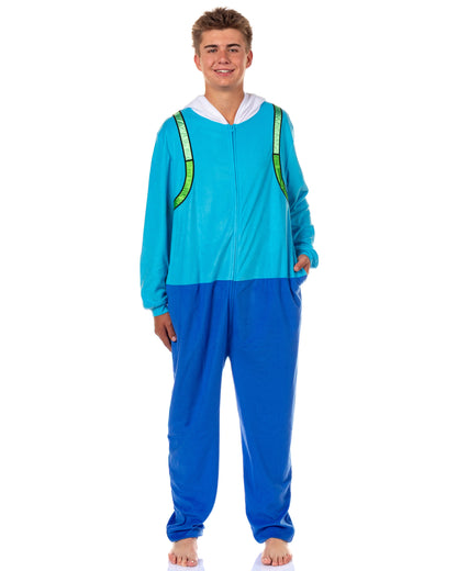 Adventure Time Union Suit Finn Men's Hooded Costume One Piece Pajama (4XL/5XL)