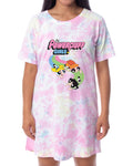 The Powerpuff Girls Women's TV Show Tie-Dye Nightgown Pajama Shirt Dress
