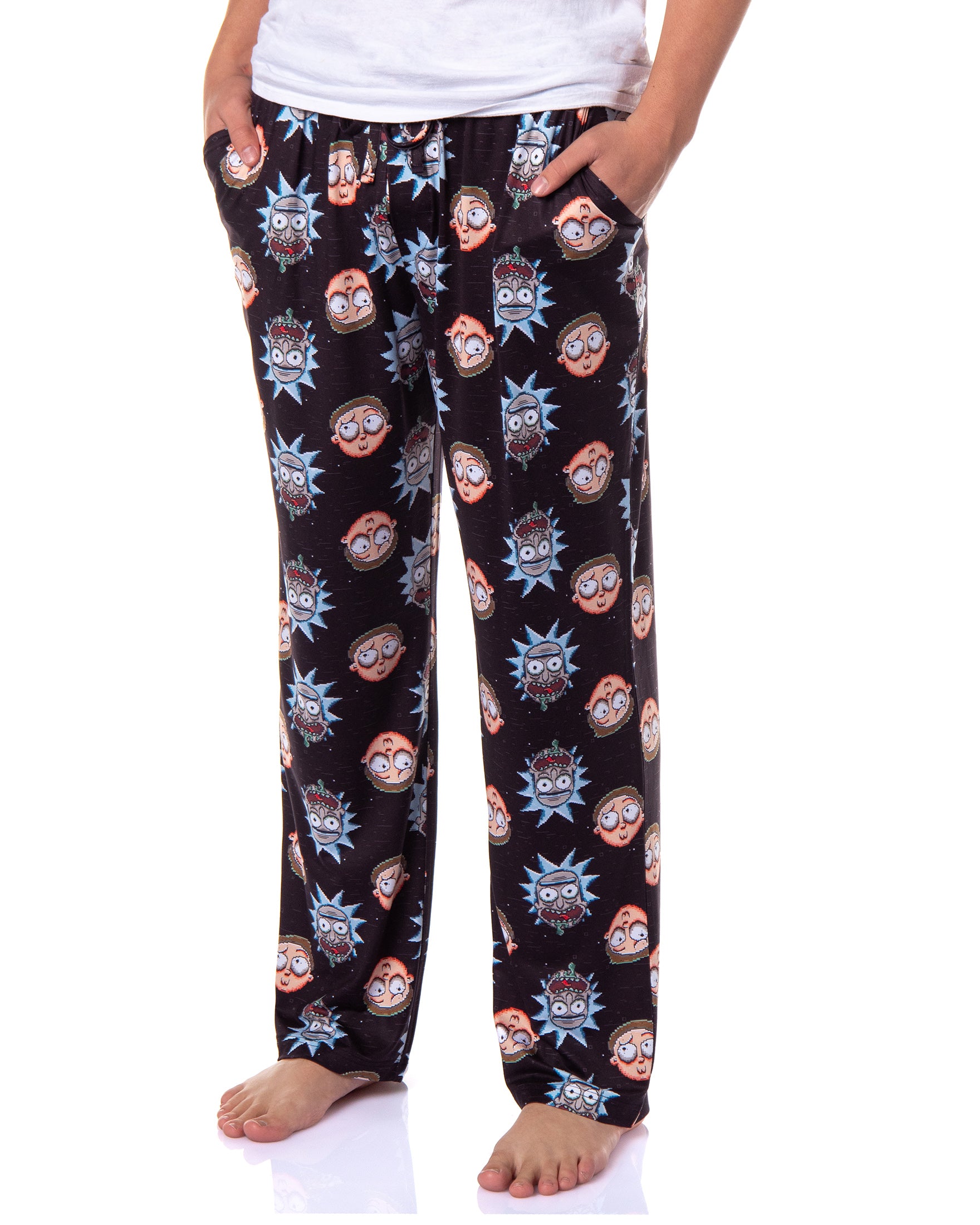 Rick and Morty Pajamas Men's Pixel Face Print Sleep Pajama Pants