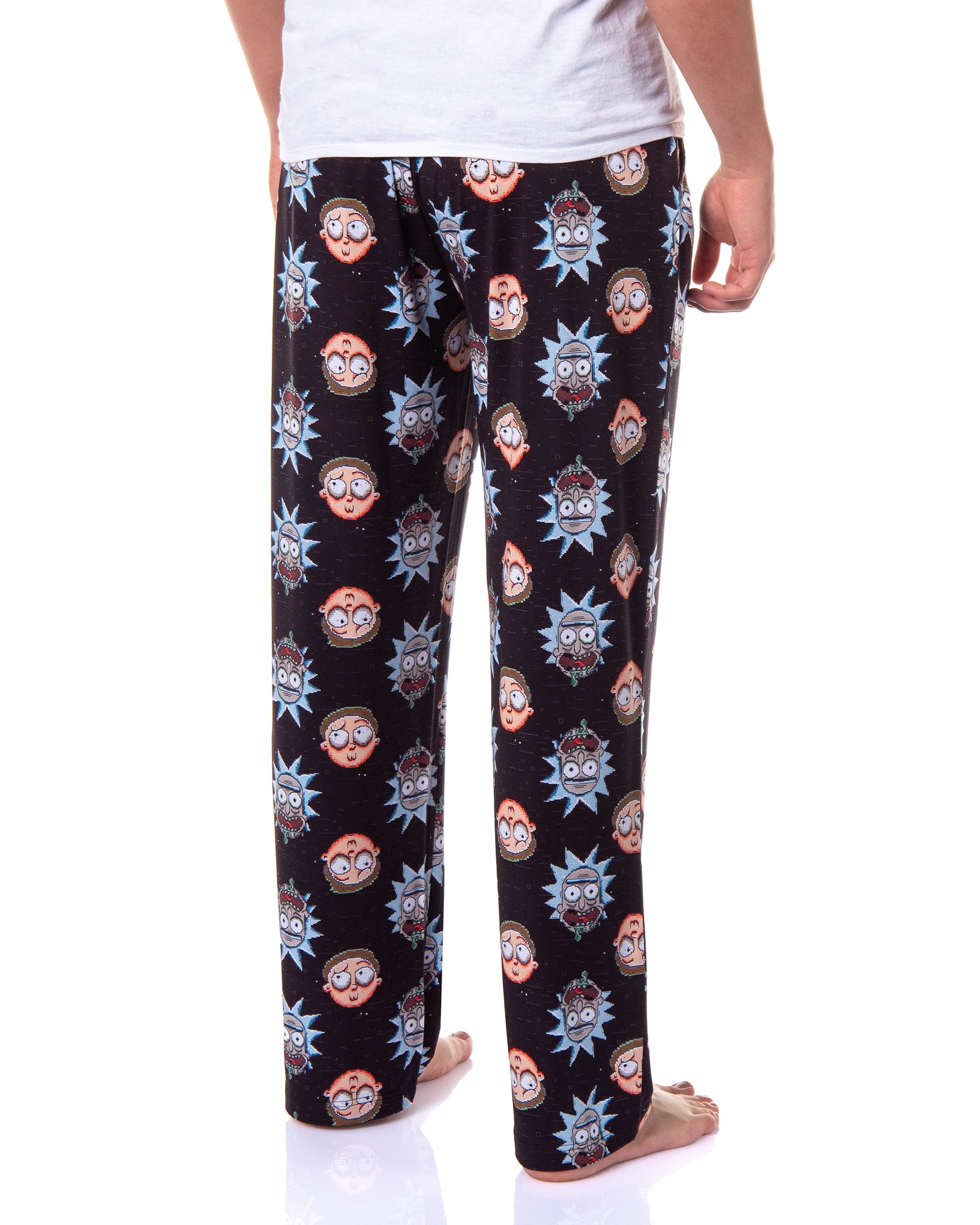 Rick and Morty Pajamas Men's Pixel Face Print Sleep Pajama Pants