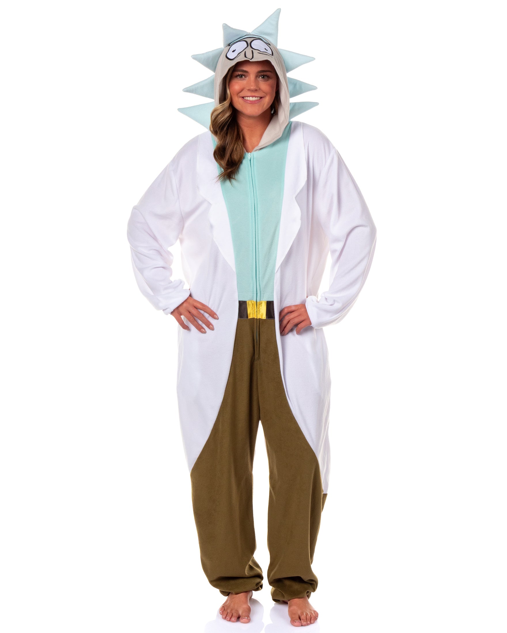 Rick and Morty Union Suit Men's Rick One Piece Hooded Costume Pajama (L/XL)