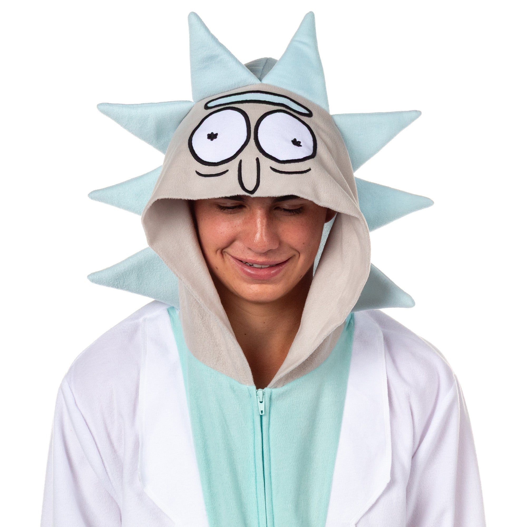 Rick and Morty Union Suit Men's Rick One Piece Hooded Costume Pajama (L/XL)