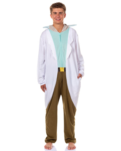 Rick and Morty Union Suit Men's Rick One Piece Hooded Costume Pajama (L/XL)