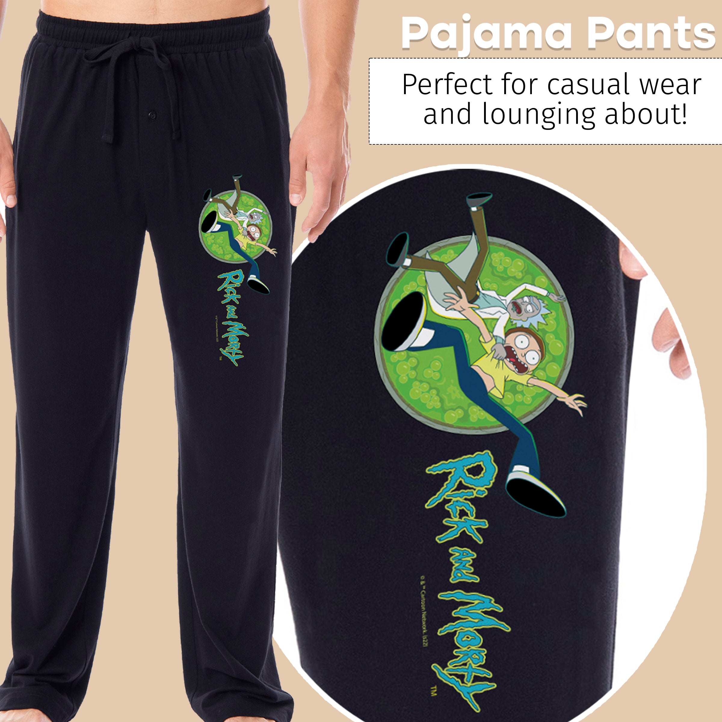Rick and Morty Mens' TV Show Series Portal Character Sleep Pajama Pants