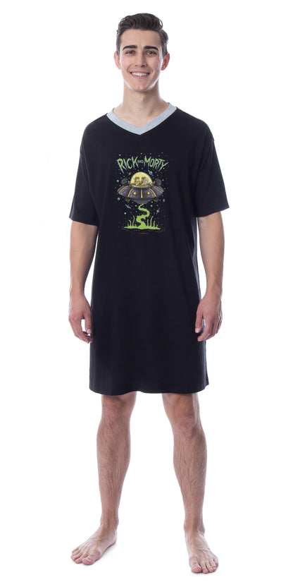 Rick and Morty Mens' TV Show Series Drunk Spaceship Sleep Pajama Shirt