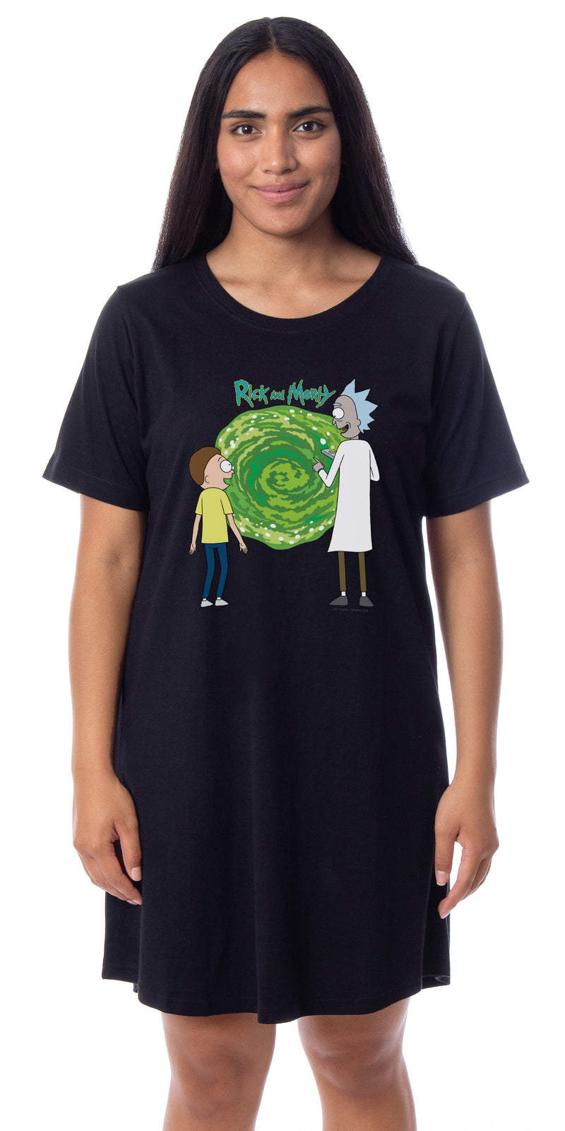Rick and Morty Womens' TV Show Series Portal Nightgown Sleep Pajama Shirt