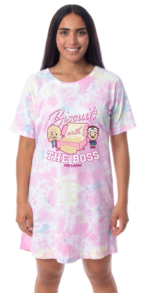 Ted Lasso Women's Biscuits With The Boss Chibi Nightgown Sleep Pajama Shirt