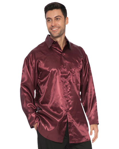 Intimo Mens Classic Satin Long Sleeve One Pocket Pajama Top