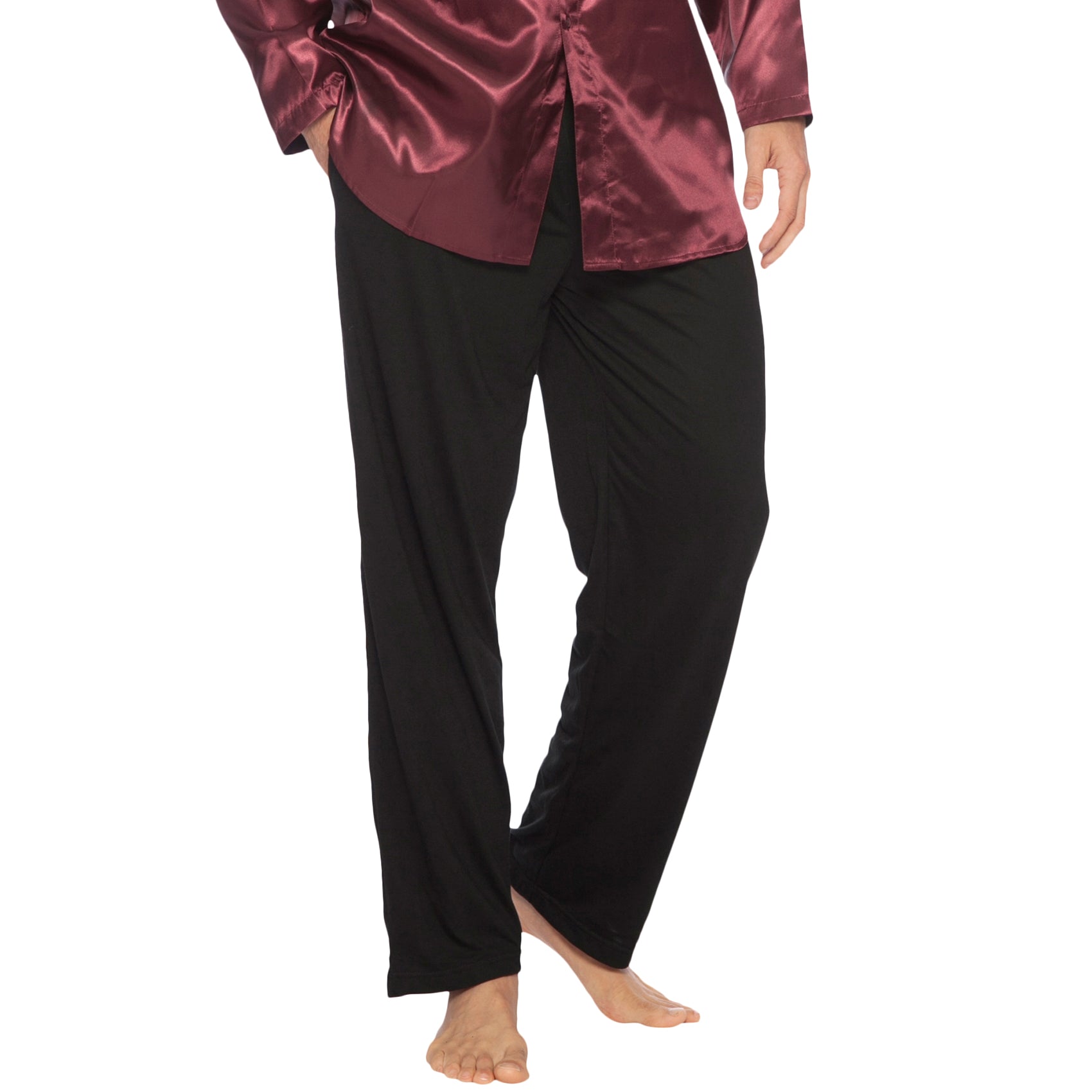 Intimo Mens Classic Satin Long Sleeve One Pocket Pajama Top