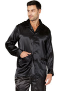 Intimo Mens Classic Satin Long Sleeve One Pocket Pajama Top