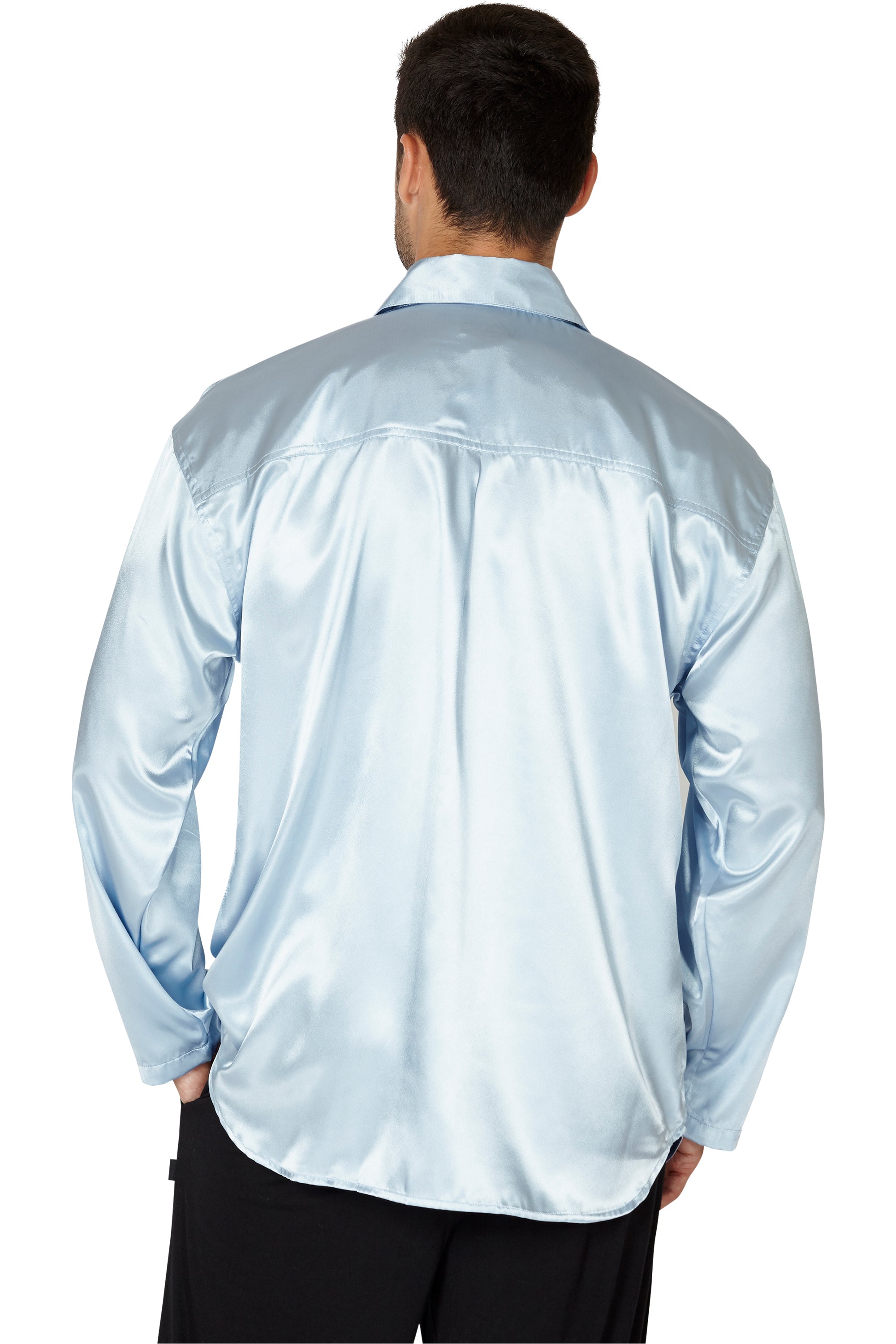 Intimo Mens Classic Satin Long Sleeve One Pocket Pajama Top