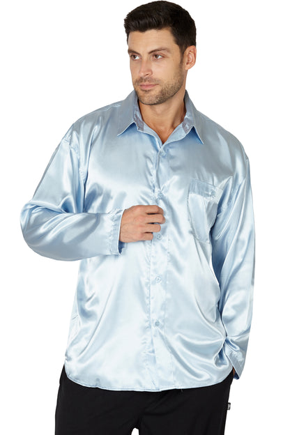 Intimo Mens Classic Satin Long Sleeve One Pocket Pajama Top