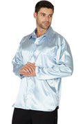 Intimo Mens Classic Satin Long Sleeve One Pocket Pajama Top