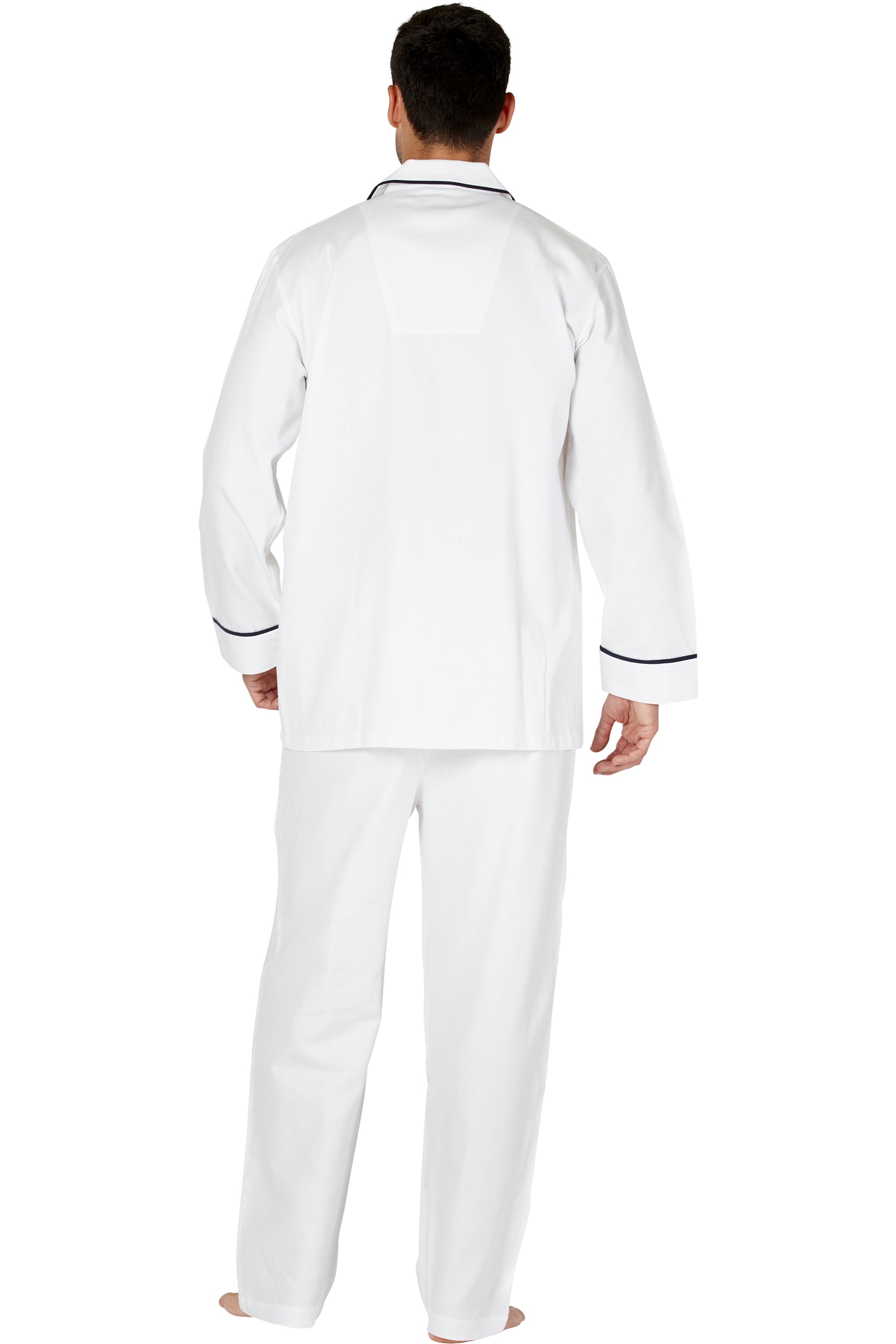 Intimo Mens Herringbone Long Pajama Set with Piping