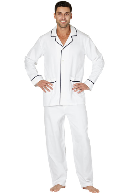 Intimo Mens Herringbone Long Pajama Set with Piping