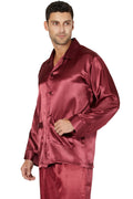 Intimo Mens Poly Charmeuse 2 Pocket Button Front Pajama Top