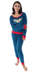 DC Comics Wonder Woman Juniors' Fleece Joggers Long Sleeve Shirt And Pants Pajama Set