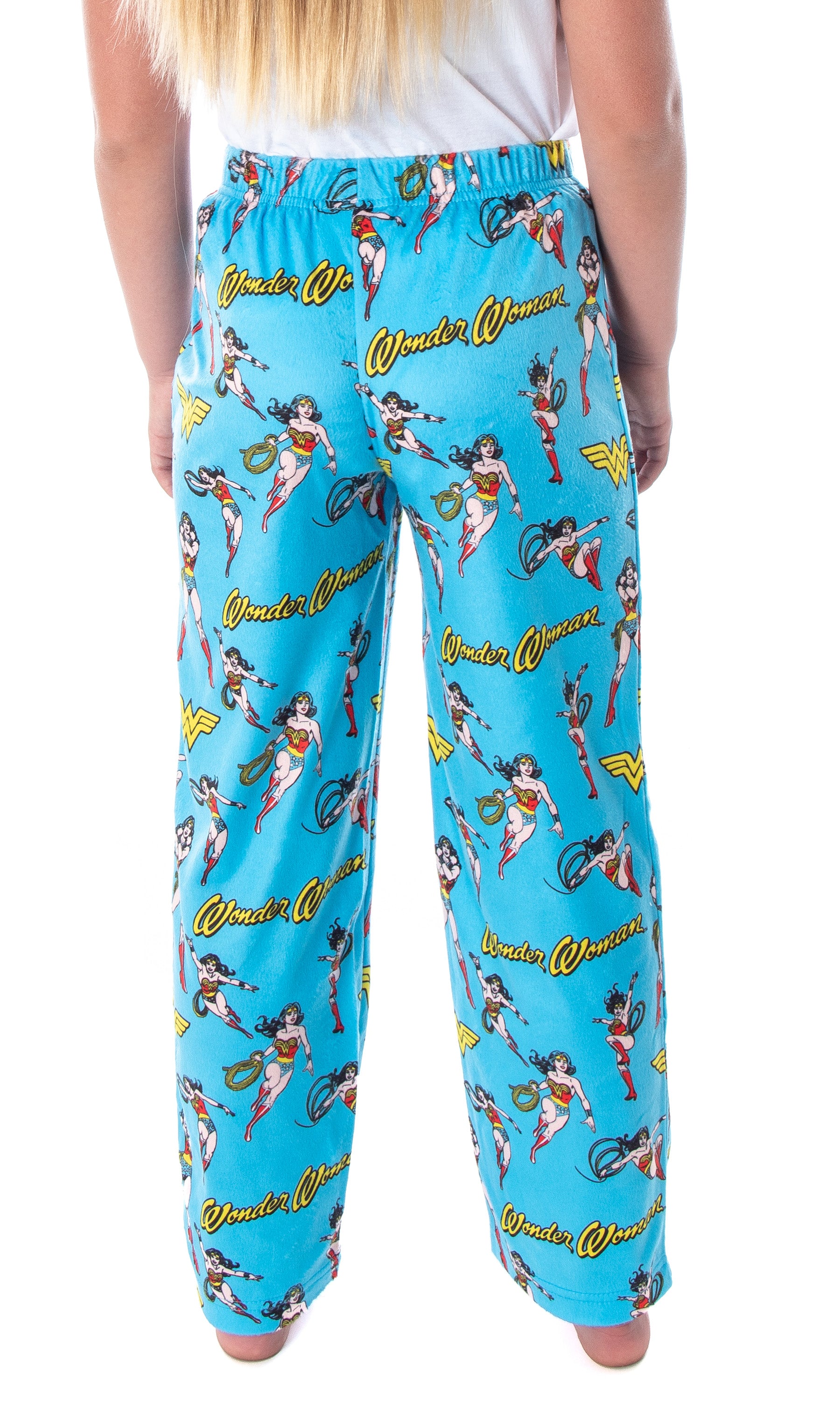 DC Comics Girls' Wonder Woman Vintage Character Allover Pattern Kids Lounge  Sleep Pajama Pants
