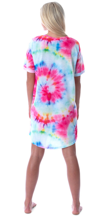 DC Comics Womens Wonder Woman Foil Logo Tie Dye Nightgown Sleep Shirt