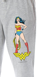 DC Comics Adult Vintage Wonder Woman Pajama Pants Character And WW Logo Loungewear Sleep Pants