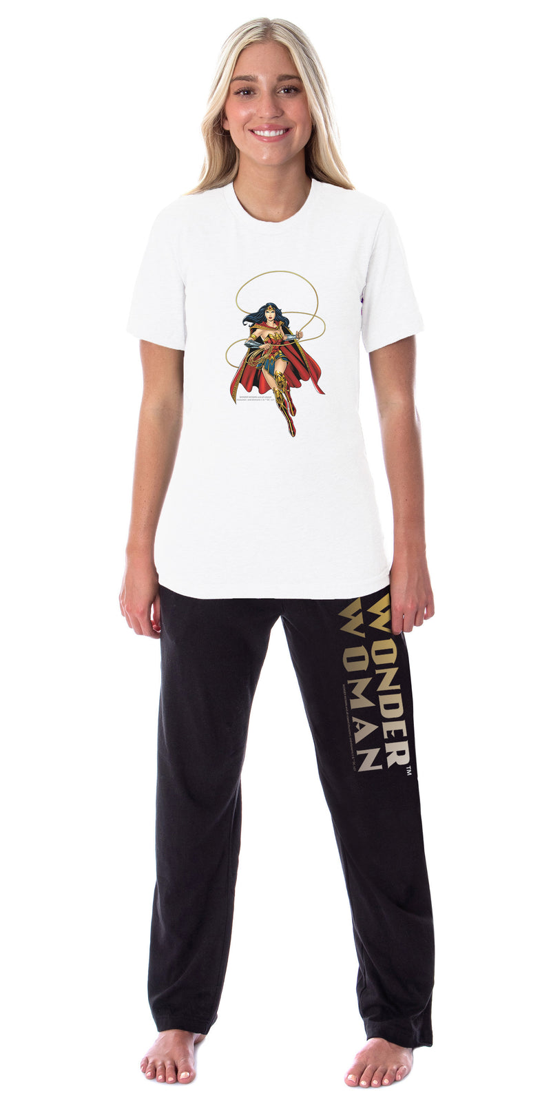 DC Comics Women's Wonder Woman Classic Logo Sleep Pajama Set Top Bottoms