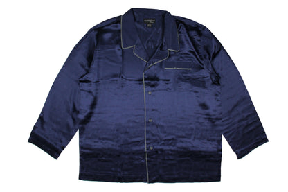 INTIMO Mens Big and Tall Silk Long Sleeve Pajama Set with Piping
