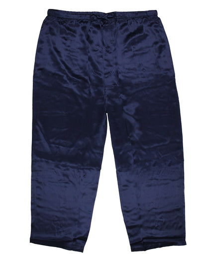 INTIMO Mens Big and Tall Silk Long Sleeve Pajama Set with Piping
