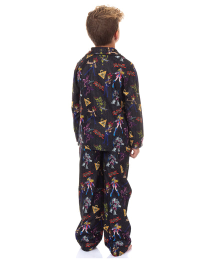 Yu-Gi-Oh! Pajamas Boy's Millennium Puzzle Long Sleeve Button Up Pant Set