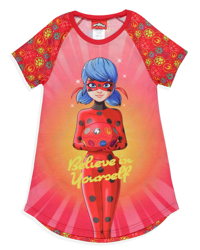 Miraculous: Tales of Ladybug & Cat Noir Girls' Nightgown Sleep Pajama Shirt