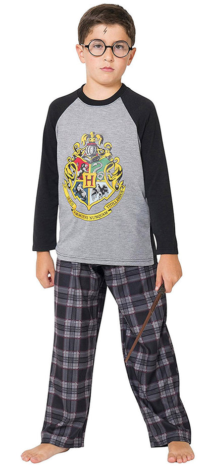 Intimo Big Boys Harry Potter Hogwarts School Crest Raglan Pajama Set (14/16)