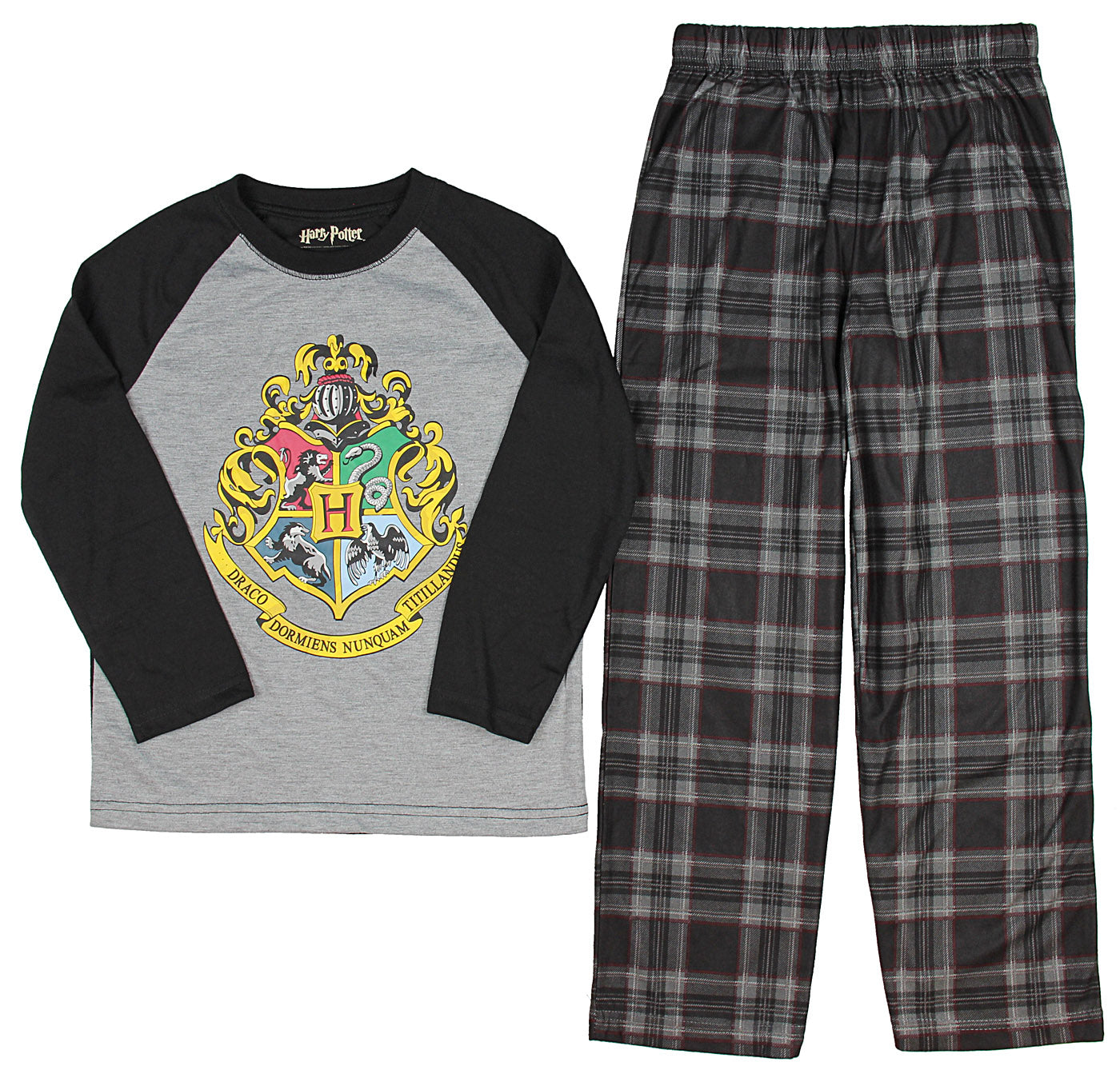 Intimo Big Boys Harry Potter Hogwarts School Crest Raglan Pajama Set
