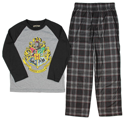 Intimo Big Boys Harry Potter Hogwarts School Crest Raglan Pajama Set