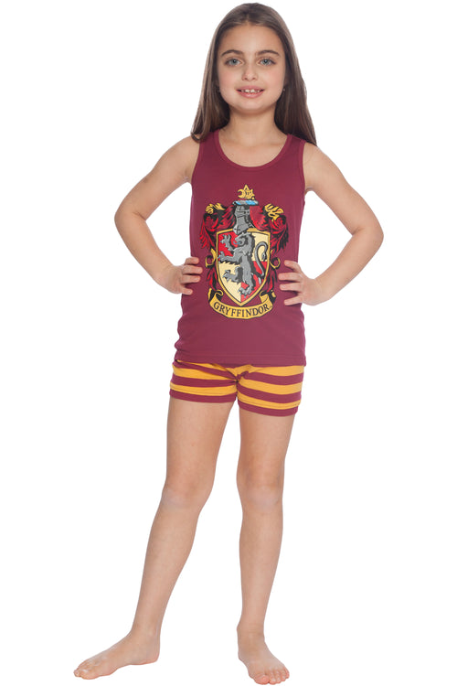 HARRY POTTER Gryffindor House Crest Cotton Tank Short Pajama 2pc Set, Gryffindor, 14