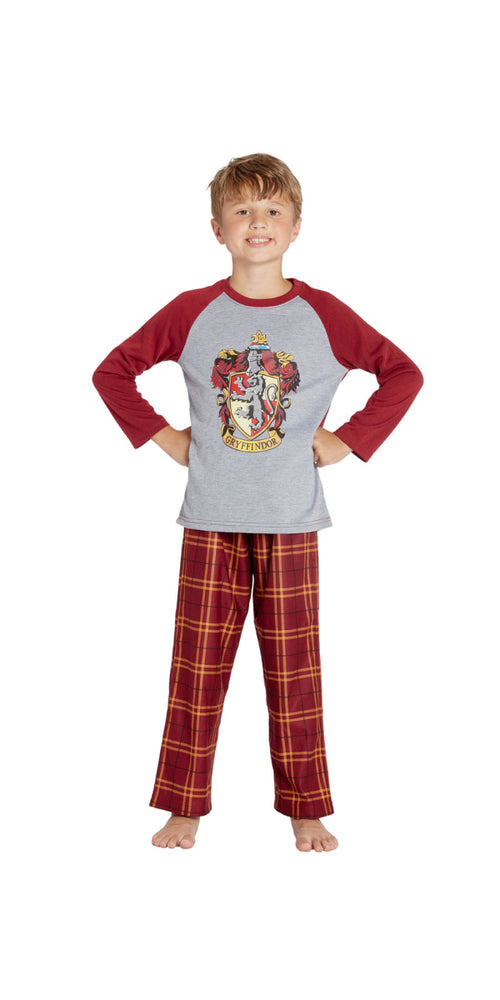 Harry Potter Pajamas Little And Big Boys' Raglan Shirt And Pants Sleepwear Set- (Gryffindor, Large, 10/12)