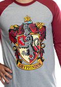 Harry Potter Adult Men's Raglan Shirt And Plaid Pants Pajama Set -Gryffindor, Ravenclaw, Slytherin, Hufflepuff