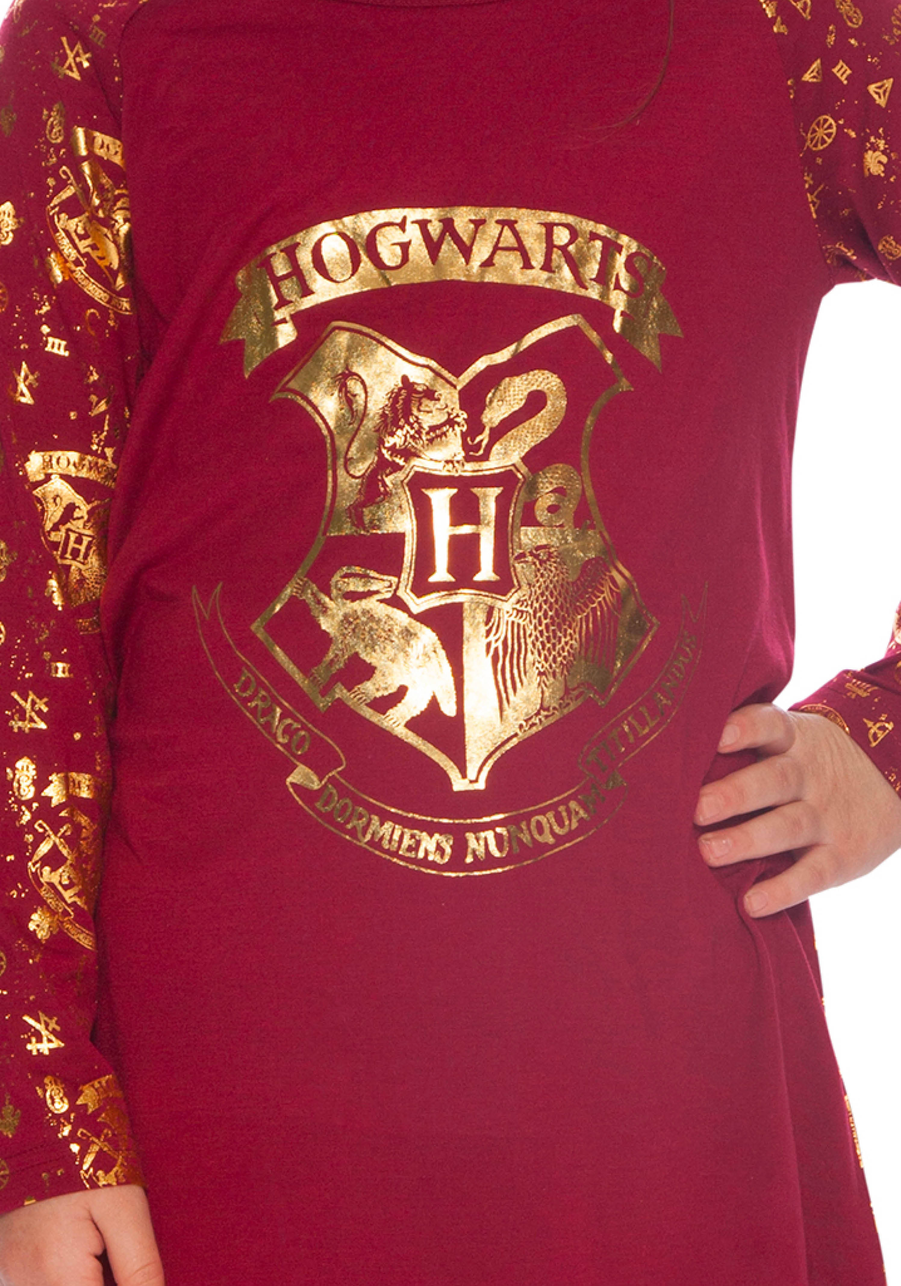 Harry Potter Hermione Hogwarts Logo Crest Nightgown Sleepshirt Holiday Pajama