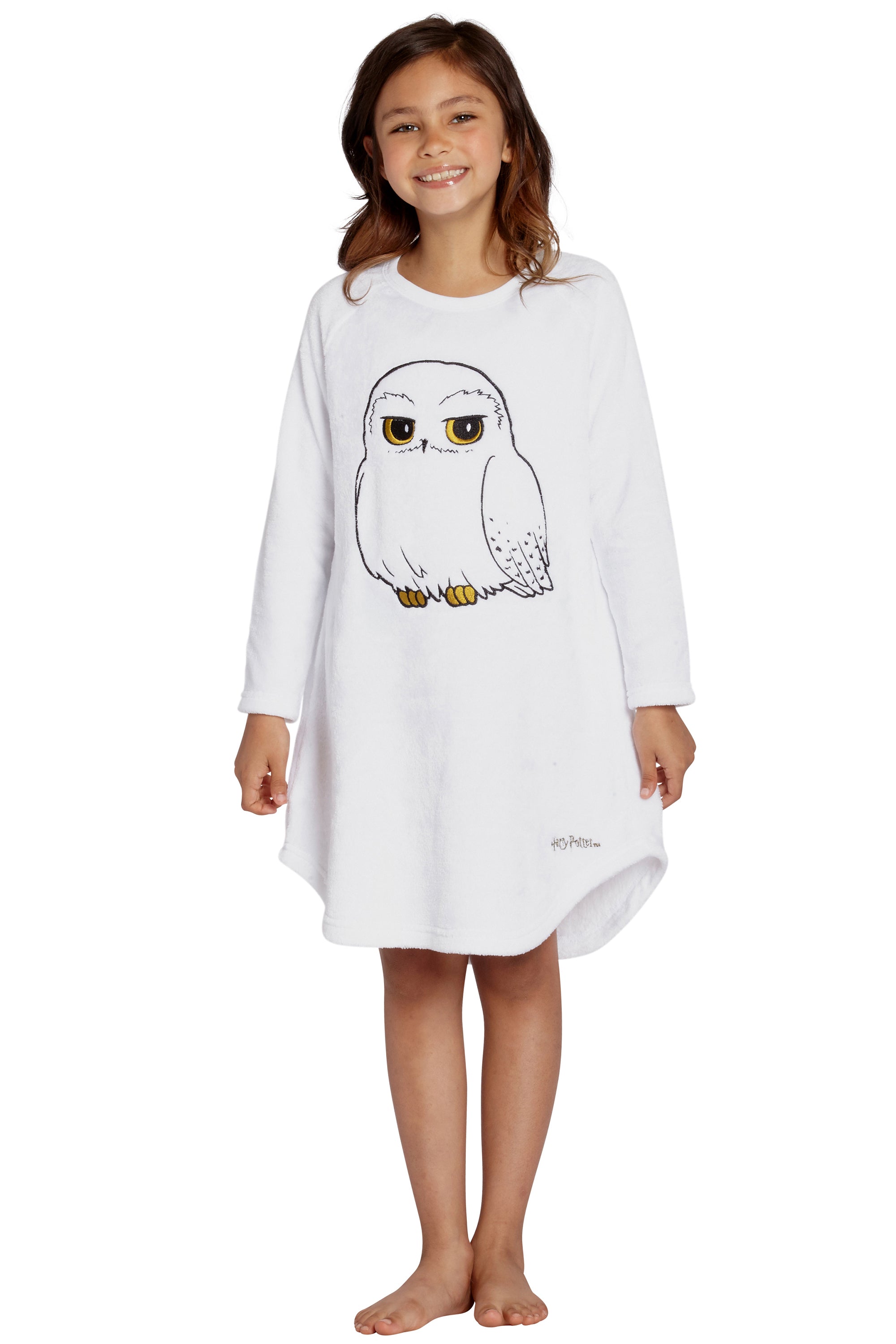 Harry Potter Pajama Girls' Hedwig Owl Micro Raschel Fleece Hi-Lo Nightgown