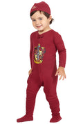 Intimo Harry Potter Baby Pajamas Set Footed Jammies with Beanie Hogwarts House Gryffindor