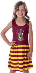 Harry Potter Girls All Houses Crest Logo Tank Stripe Accent Pajama Nightgown