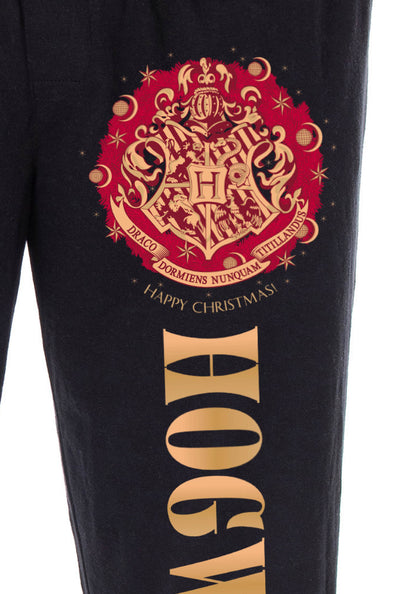 Harry Potter Mens' Christmas at Hogwarts Wreath Crest Pajama Lounge Pants