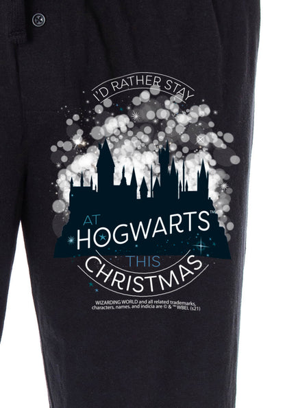 Harry Potter Men's I'D Rather Stay At Hogwarts This Christmas Pajama Pants